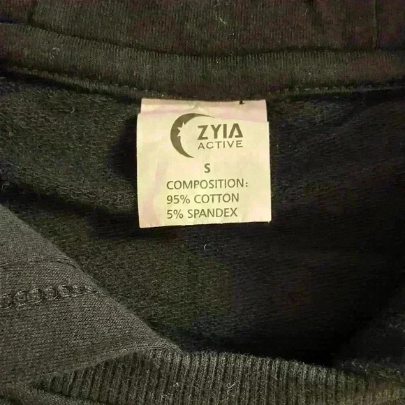 ZYIA active black quilted hooded sweatshirt. Small. Excellent condition - Picture 5 of 5